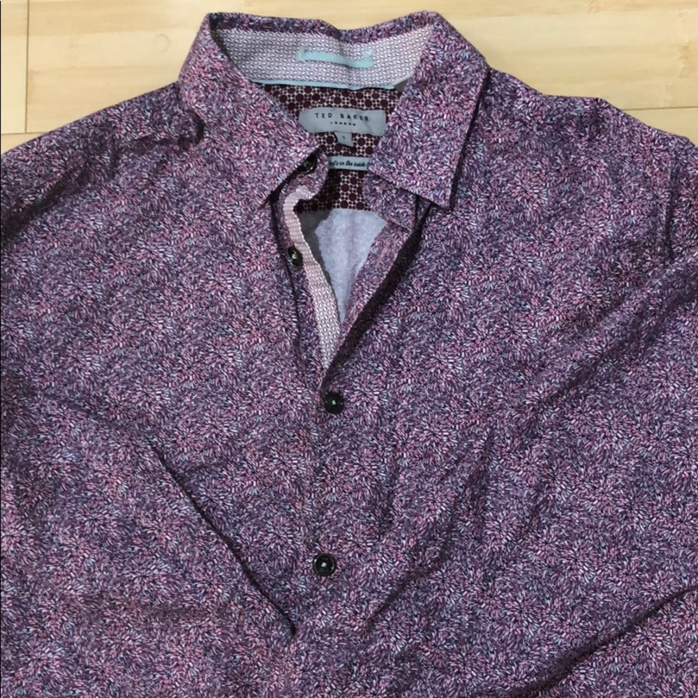 Ted Baker LS pink floral pattern (MONTPEL) shirt.